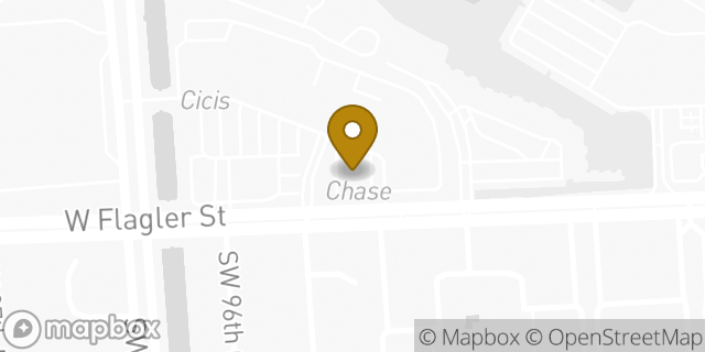 Map showing the location of Chase Bank in Miami, FL 33174
