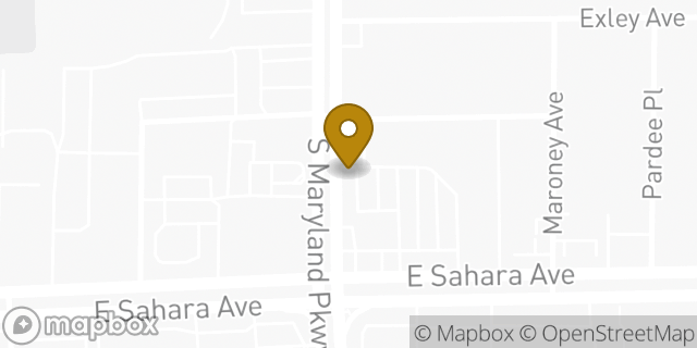 Map showing the location of Dunkin' in Las Vegas, NV 89104