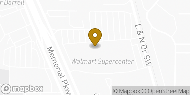 Map showing the location of Walmart Supercenter in Huntsville, AL 35801