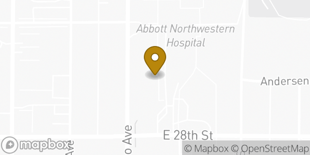 Map showing the location of Allina Health Radiation Oncology in Minneapolis, MN 55407