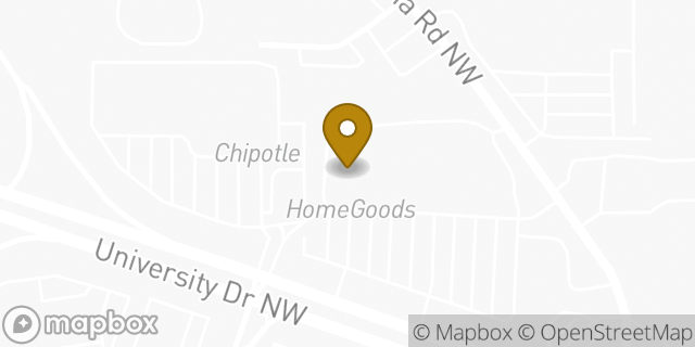 Map showing the location of HomeGoods in Huntsville, AL 35806