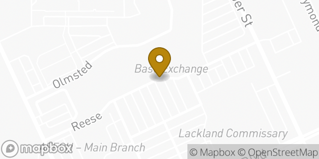 Map showing the location of The UPS Store in Lackland AFB, TX 78236