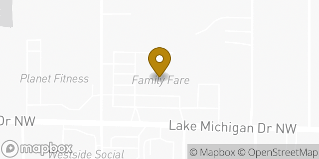 Map showing the location of Starbucks Coffee Company in Grand Rapids, MI 49504