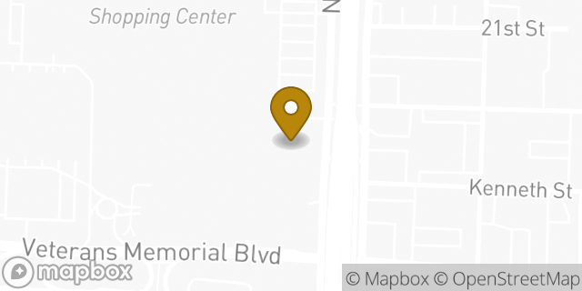 Map showing the location of LensCrafters in Metarie, LA 70002
