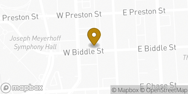 Map showing the location of Dunkin' in Baltimore, MD 21201