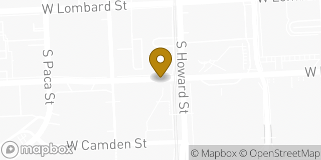 Map showing the location of Dunkin' in Baltimore, MD 21201