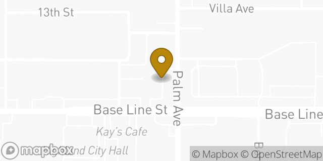 Map showing the location of AutoZone in Highland, CA 92346