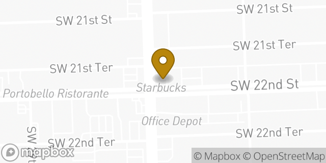 Map showing the location of Starbucks in Miami, FL 33145