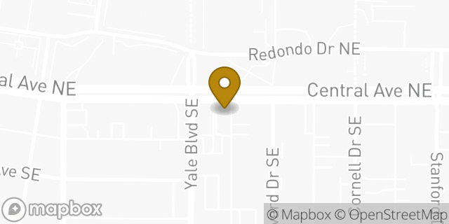 Map showing the location of Papa Johns Pizza in Albuquerque, NM 87106
