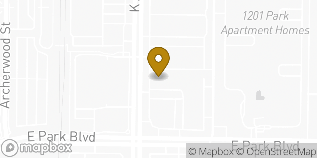 Map showing the location of K Ave & Park in Plano, TX 75074