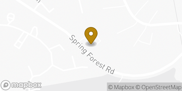 Map showing the location of Spring Forest Road KinderCare in Raleigh, NC 27609