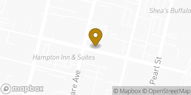 Map showing the location of Starbucks in Buffalo, NY 14202