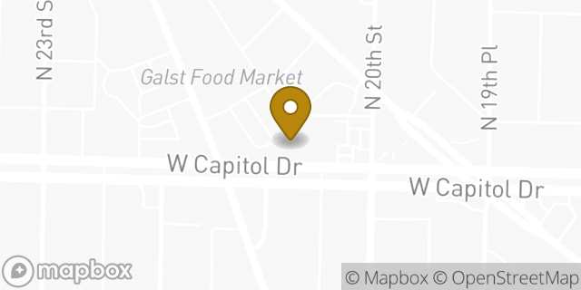 Map showing the location of Amazon Locker - Bowery in Milwaukee, WI 53206