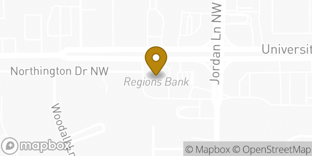 Map showing the location of Regions Bank in Huntsville, AL 35816