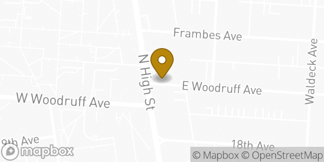 Map showing the location of Dunkin' in Columbus, OH 43201