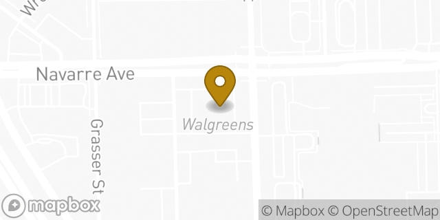 Map showing the location of ATM Walgreens in Oregon, OH 43616