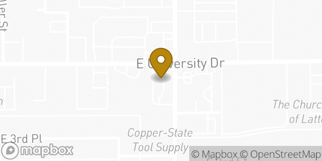 Map showing the location of Starbucks Coffee Company in Mesa, AZ 85203