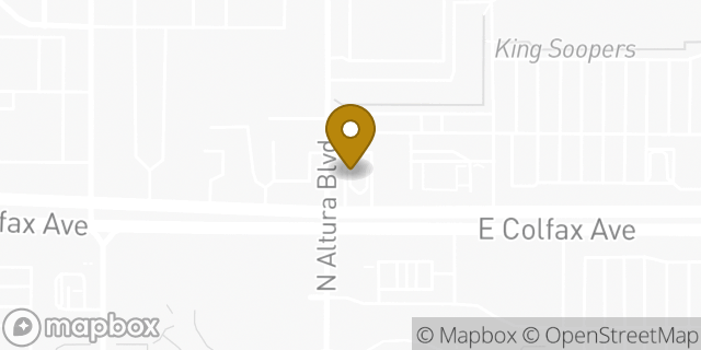 Map showing the location of Starbucks in Aurora, CO 80011