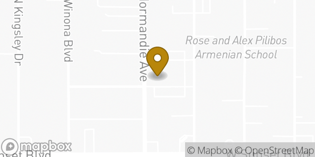 Map showing the location of The Church of Jesus Christ of Latter-day Saints in Los Angeles, CA 90027