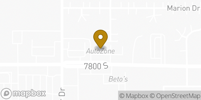 Map showing the location of AutoZone in West Jordan, UT 84088