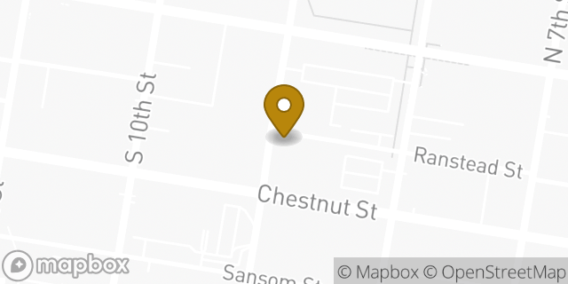 Map showing the location of Family & Community Medicine - 33 South 9th Street in Philadelphia, PA 19107