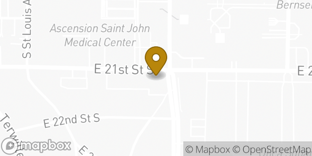 Map showing the location of Bank of America in Tulsa, OK 74114