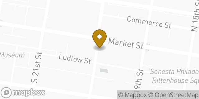 Map showing the location of Starbucks in Philadelphia, PA 19103