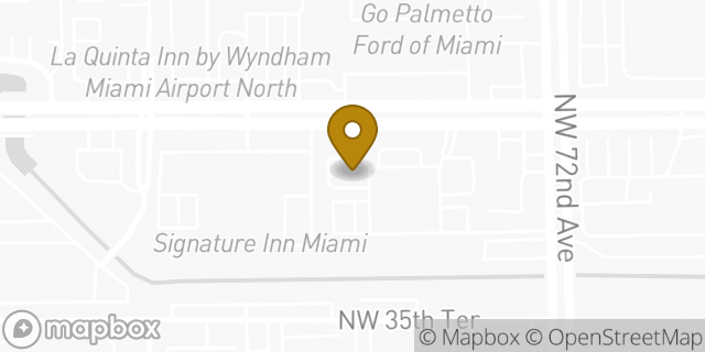 Map showing the location of Starbucks in Miami, FL 33166