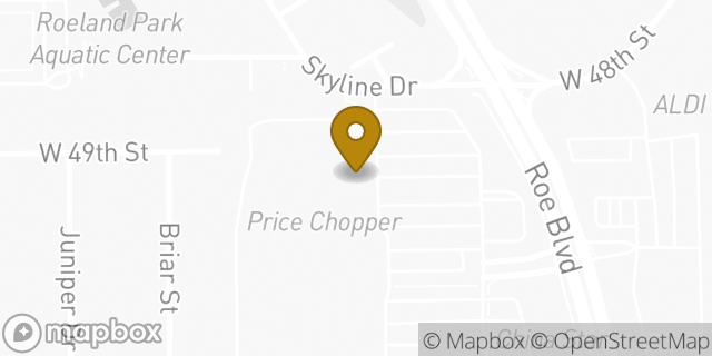 Map showing the location of Starbucks in Roeland Park, KS 66205