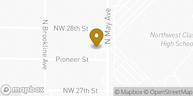Map showing the location of AutoZone in Oklahoma City, OK 73107