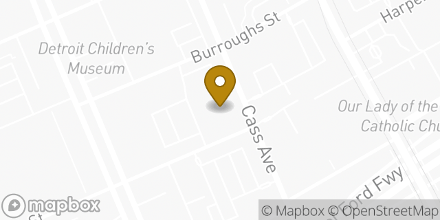 Map showing the location of WeWork 6001 Cass Ave in Detroit, MI 48202