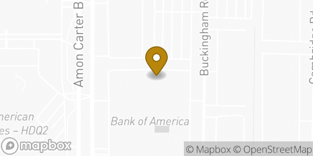 Map showing the location of Bank of America in Fort Worth, TX 76155