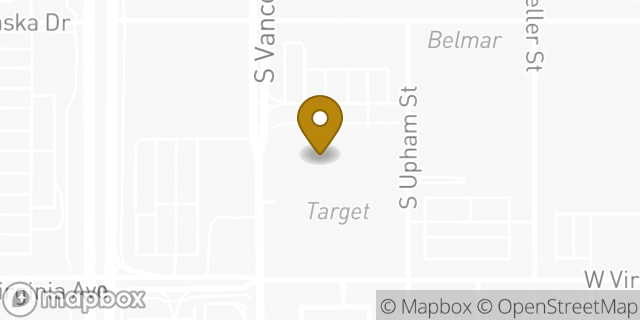 Map showing the location of Starbucks in Lakewood, CO 80226