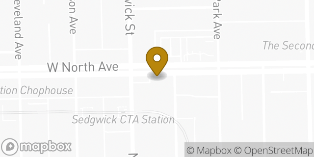 Map showing the location of Dunkin' in Chicago, IL 60610