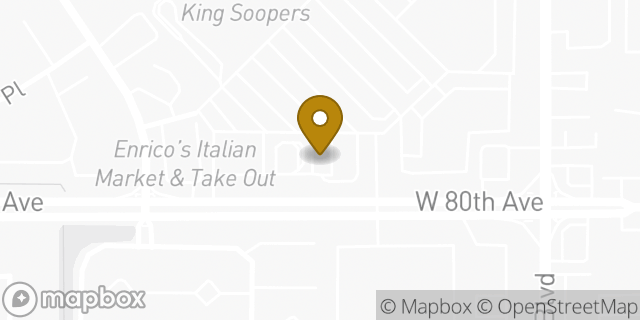 Map showing the location of 80th in Arvada, CO 80003