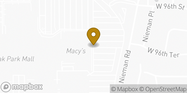 Map showing the location of Sunglass Hut at Macy's in Overland Park, KS 66214