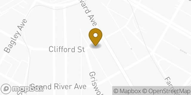 Map showing the location of WeWork in Detroit, MI 48226