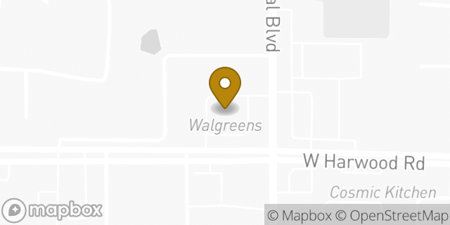 Map showing the location of ATM Walgreens in Bedford, TX