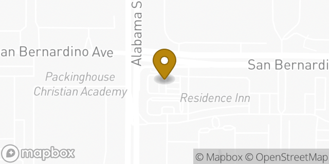 Map showing the location of ATM Chevron in Redlands, CA 92374