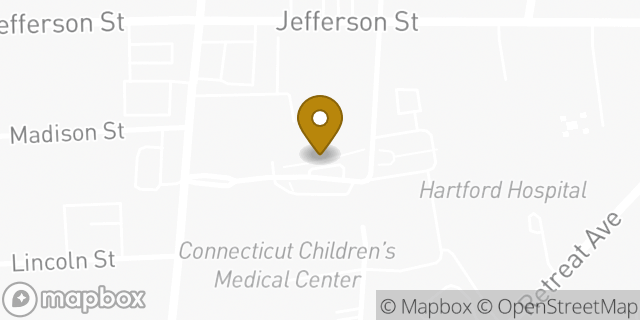 Map showing the location of Starbucks in Hartford, CT 06106