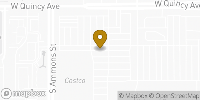 Map showing the location of ATM Costco in Littleton, CO 80134