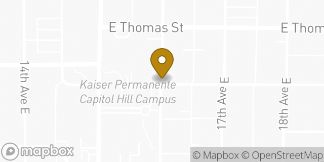 Map showing the location of Kaiser Permanente Central Hospital in Seattle, WA 98112