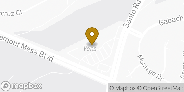 Map showing the location of Vons in San Diego, CA 92124