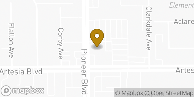 Map showing the location of Chase Bank in Artesia, CA 90701