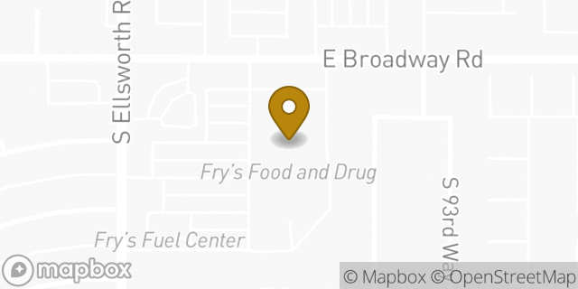 Map showing the location of Starbucks Coffee Company in Mesa, AZ 85208
