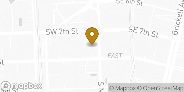 Map showing the location of WeWork in Miami, FL 33130