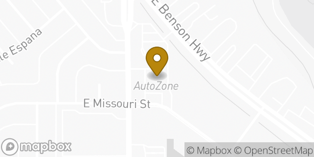Map showing the location of AutoZone in Tucson, AZ 85714