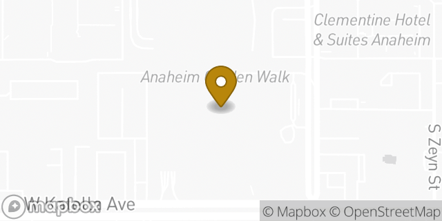 Map showing the location of Starbucks in Anaheim, CA 92802
