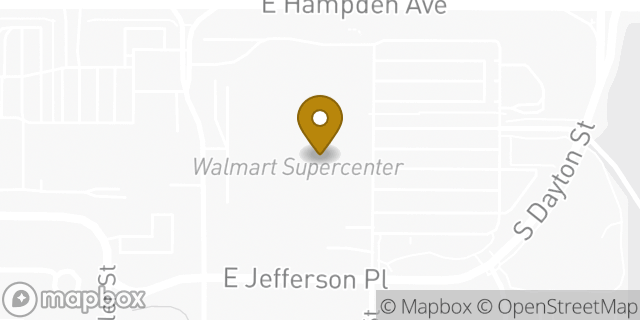Map showing the location of Walmart in Aurora, CO 80231