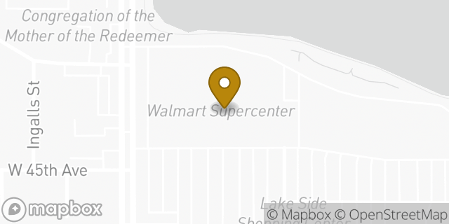 Map showing the location of Walmart in Lakeside, CO 80212